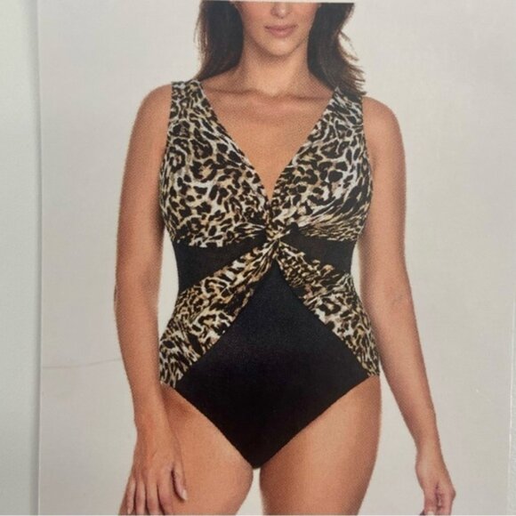 Miradonna by Miraclesuit Animal Print One Piece Bathing Suit Size 8 New - Picture 3 of 15